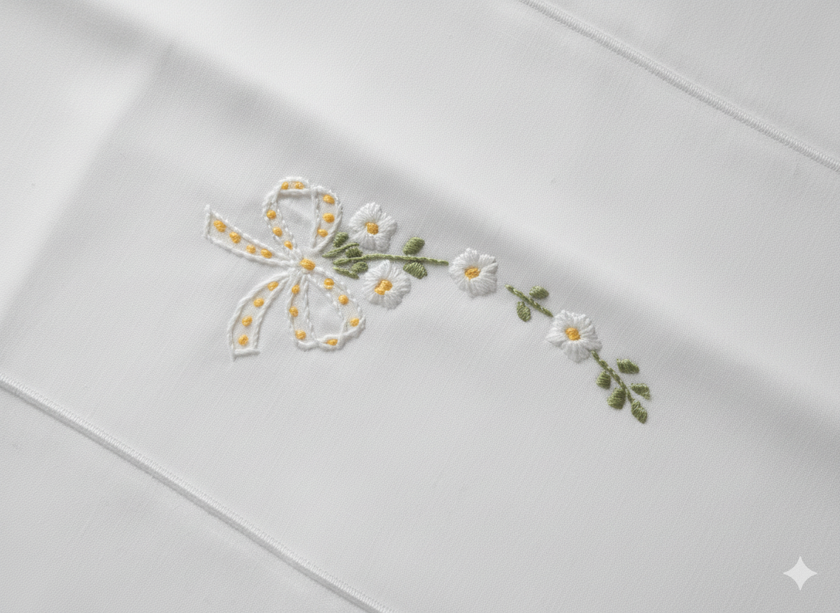 Lenzuola per carrozzina con ricamo fatto a mano