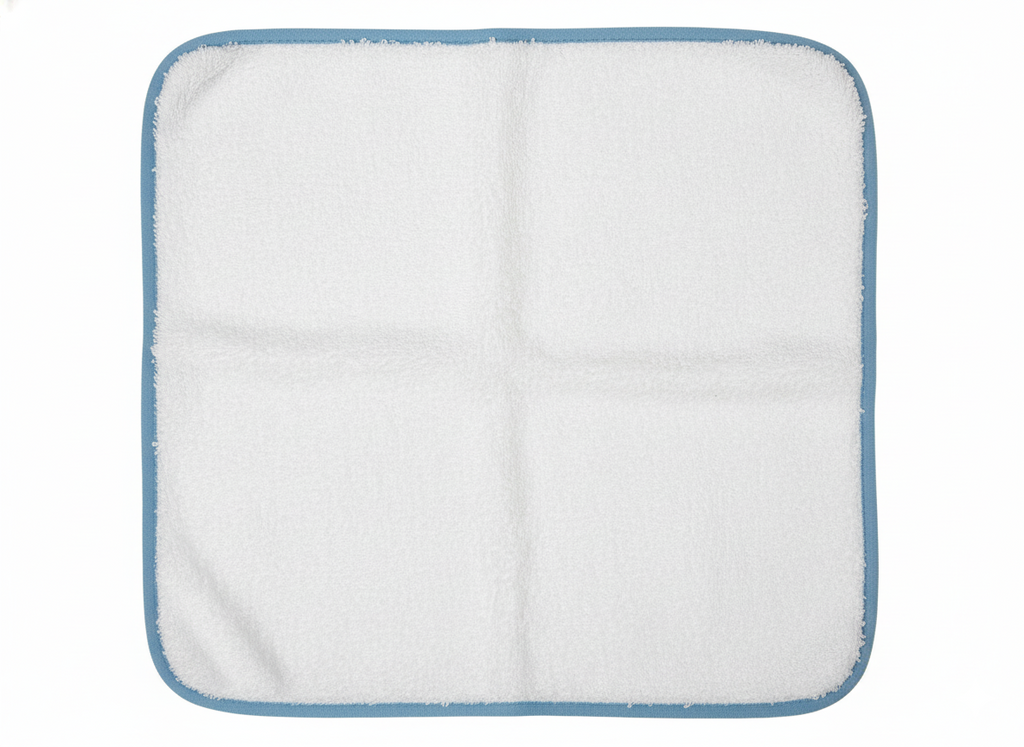 Cestino portalavette con orsetto azzurro, con due lavette incluse