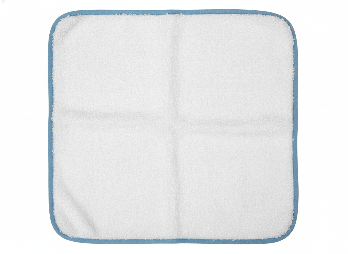 Cestino portalavette con orsetto azzurro, con due lavette incluse