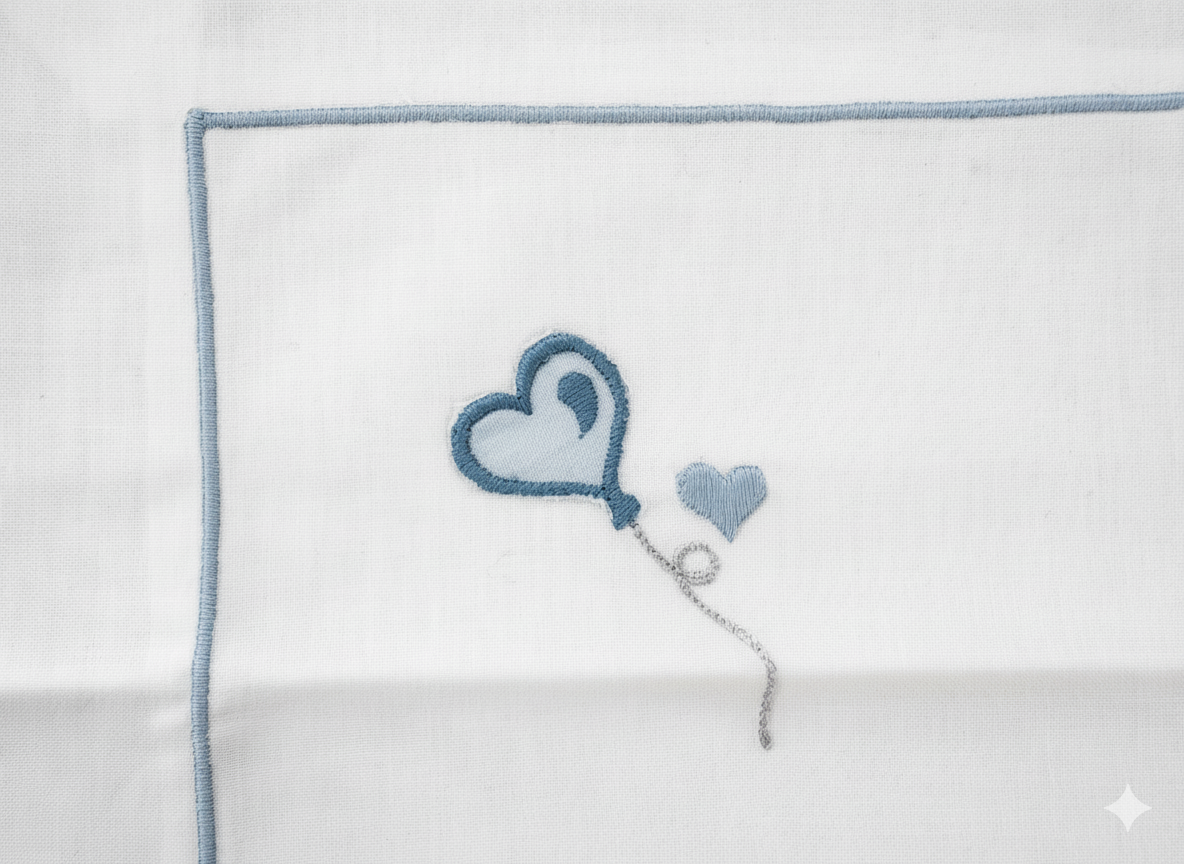 Lenzuola per carrozzina con ricamo a orsetti azzurri