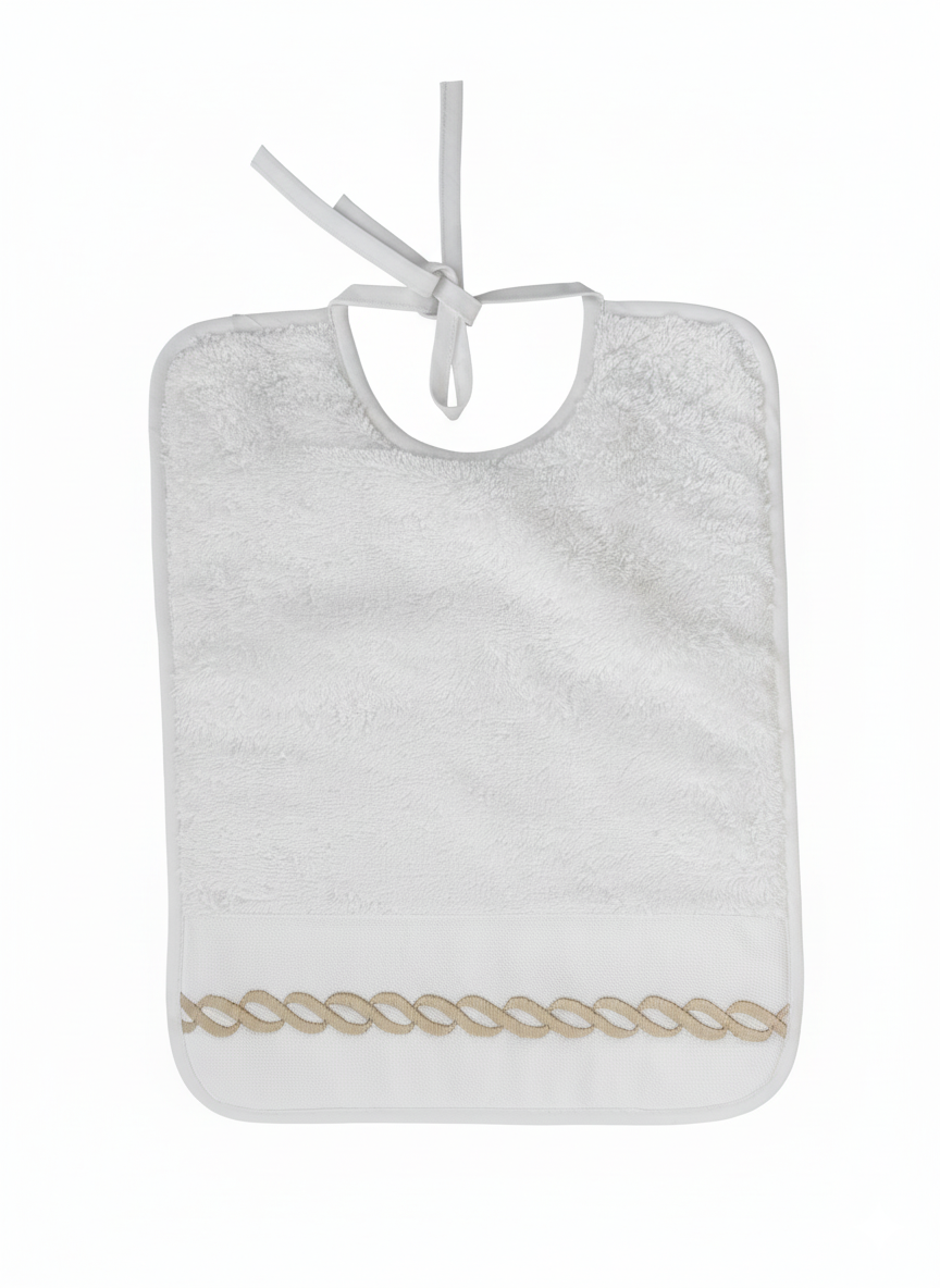 Bavaglio con ricamo corda grezza beige